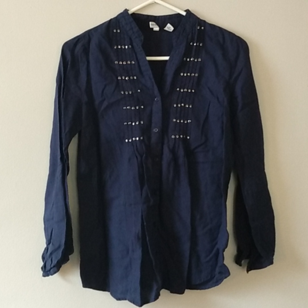 St John's Bay Lightweight Navy Button Up